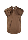Fleur Drapy Satin Blouse - Dusty Brown-Blouses-Neo Noir-Butler Loftet
