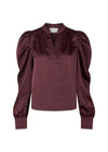 Rosslyn Heavy Sateen Blouse - Burgundy-Blouses-Neo Noir-Butler Loftet