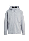 sweatshirts hooded open diagonal raised fleece - Gray Melange-Hoodies-C.P. Company-Butler Loftet