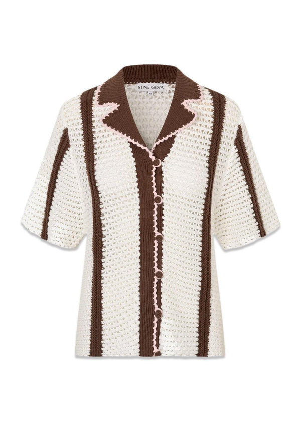2380 Crochet Texture Knit - Baseball Stripes-Knitwear-Stine Goya-Butler Loftet