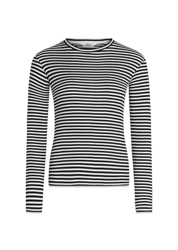 2X2 cotton stripe tube tee LS - Black/White Alyssum-Blouses-Mads Nørgaard-Butler Loftet