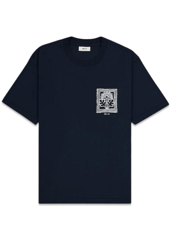 Adam Print Tee 3209 - Navy Blue-T-shirts-Nn. 07-Butler Loftet
