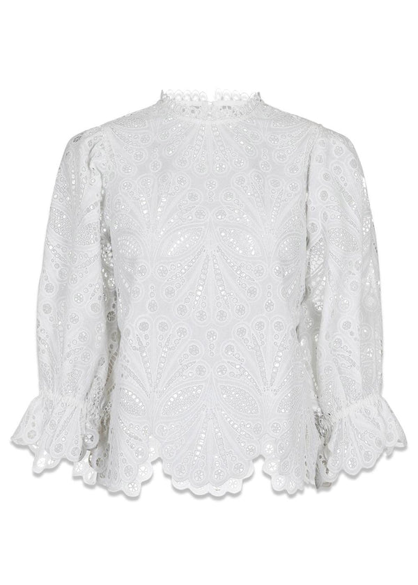 Neo Noirs Adela Embroidery Blouse - Off White. Køb blouses her.