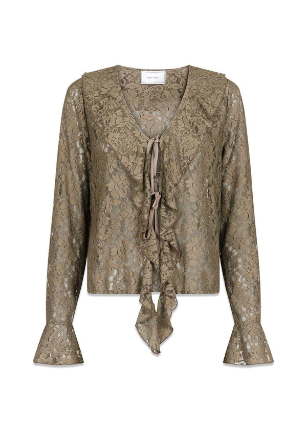 Anika Lace Blouse - Taupe-Blouses-Neo Noir-Butler Loftet