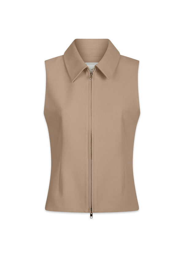 Annabella Structure Waistcoat - Dark Taupe-Outerwear-Neo Noir-Butler Loftet