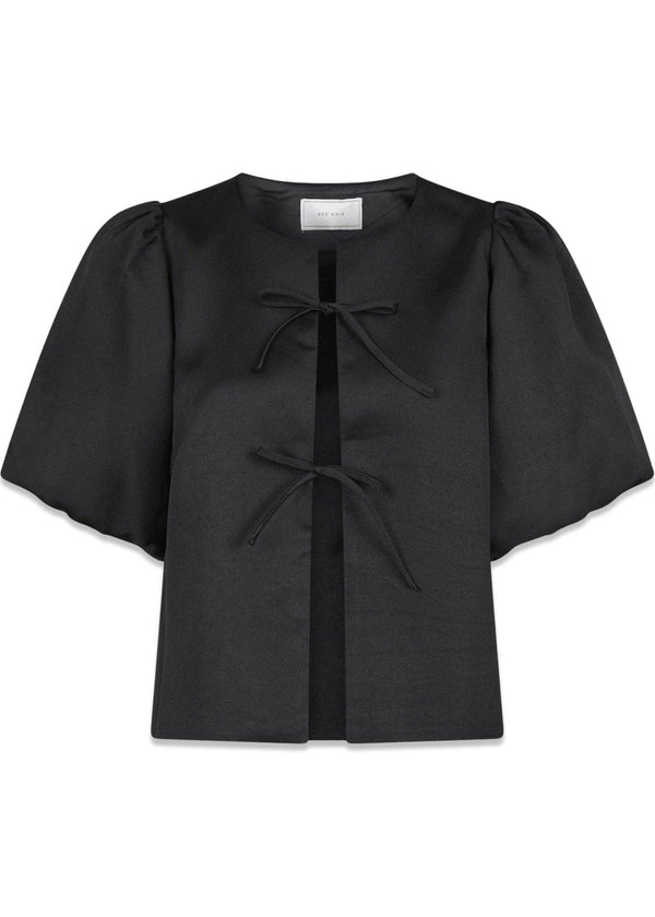 Aska Dull Satin Blouse - Black-Blouses-Neo Noir-Butler Loftet