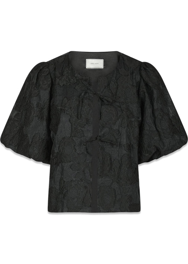 Aska Jacquard Blouse - Black-Blouses-Neo Noir-Butler Loftet