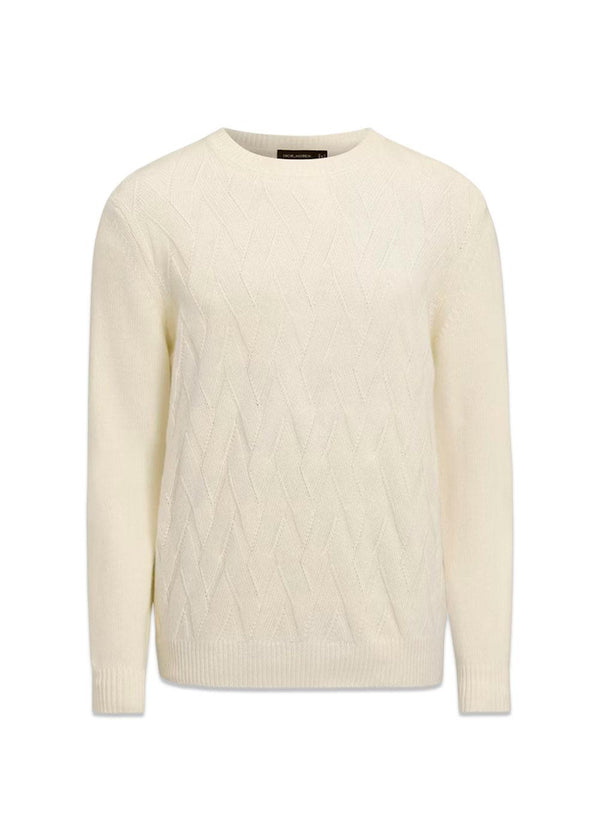 Aston Roundneck - White Shell-Knitwear-Oscar Jacobson-Butler Loftet