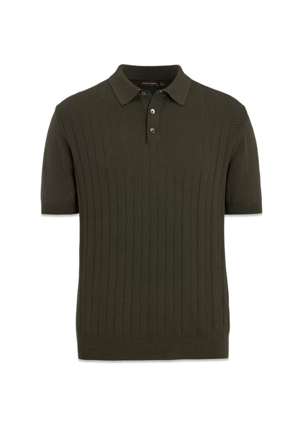 Barto Stripe Polo Shirt - Nettle Green-Knitwear-Oscar Jacobson-Butler Loftet
