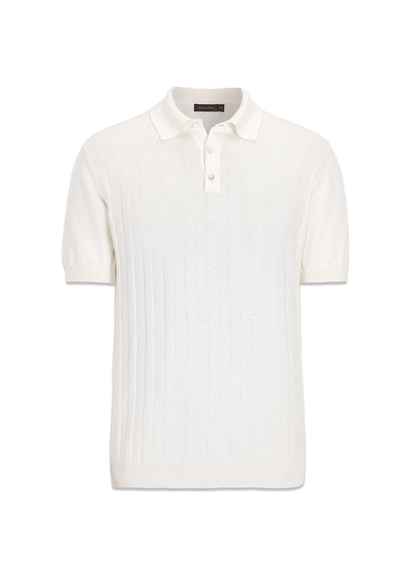 Barto Stripe Polo Shirt - Snow White-Knitwear-Oscar Jacobson-Butler Loftet