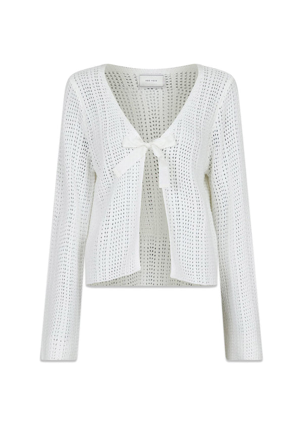 Bates Crochet Knit Cardigan - White-Knitwear-Neo Noir-Butler Loftet