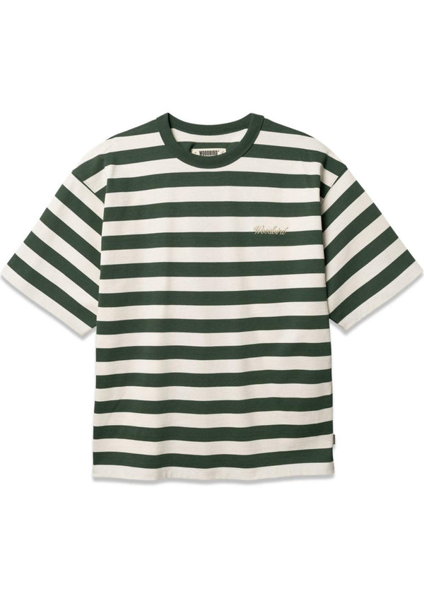 Beam Stripe Tee - Pine Green-T-shirts-Woodbird-Butler Loftet