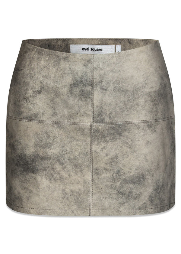 Beat Leather Skirt - Grey Stone-Skirts-Oval Square-Butler Loftet