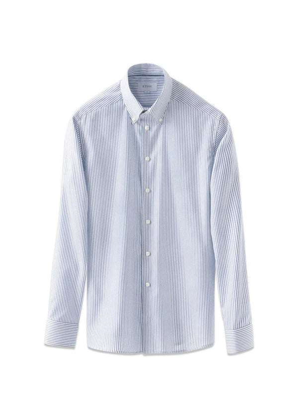 Bengal Striped Signature Oxford Shirt - Blue-Shirts-Eton-Butler Loftet