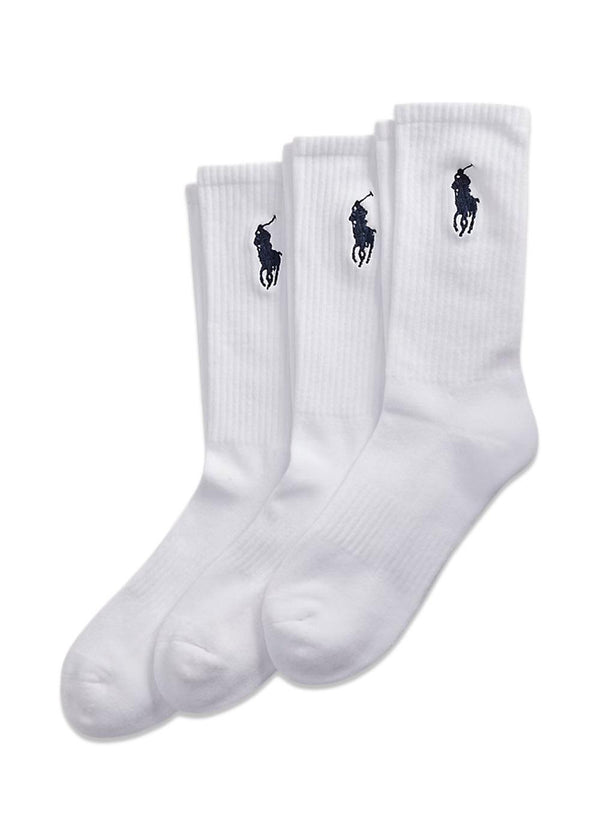 Big Pony Crew Sock 3-Pack - White-Socks/stockings-Ralph Lauren-Butler Loftet
