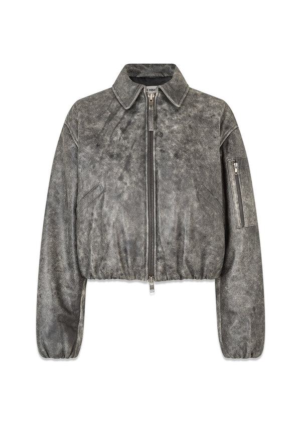 Bold Leather Bomber - Dark Grey Washed-Outerwear-Oval Square-Butler Loftet