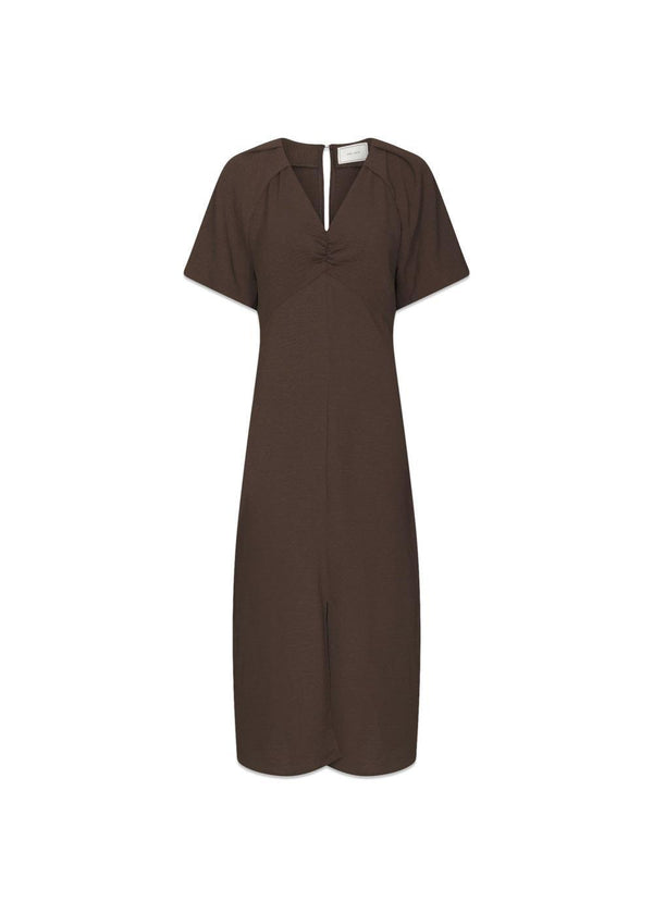 Bomba Structure Solid Dress - Dark Brown-Dress-Neo Noir-Butler Loftet