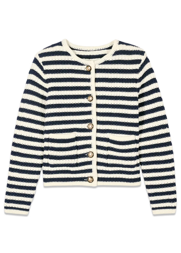 CARDIGAN GASPARD - Navy/White-Knitwear-Ba&sh-Butler Loftet