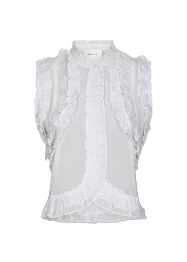 Celia Ruffle Top - White-Top-Neo Noir-Butler Loftet