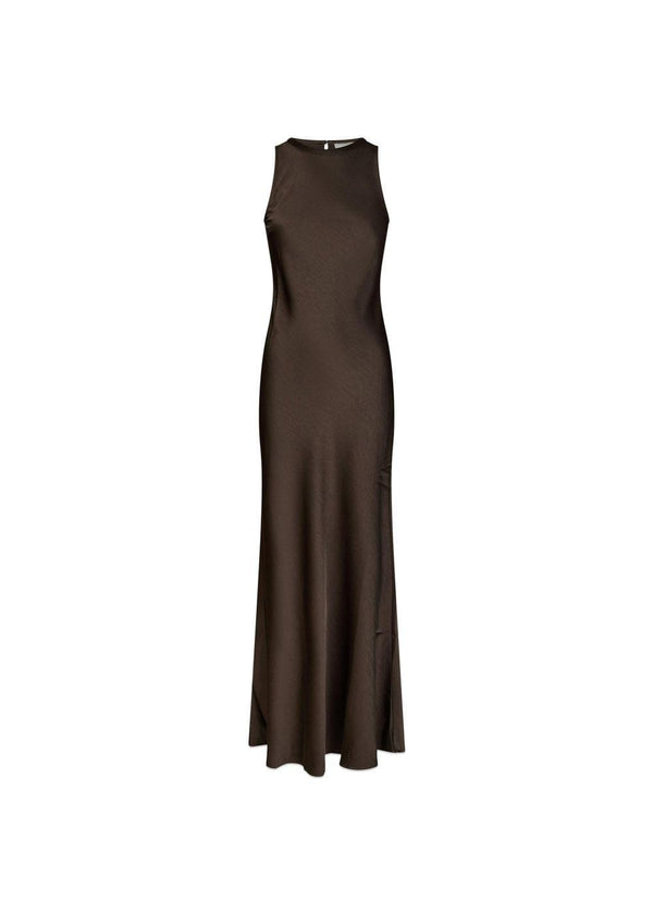 Celinie Heavy Sateen Dress - Dark Brown-Dress-Neo Noir-Butler Loftet