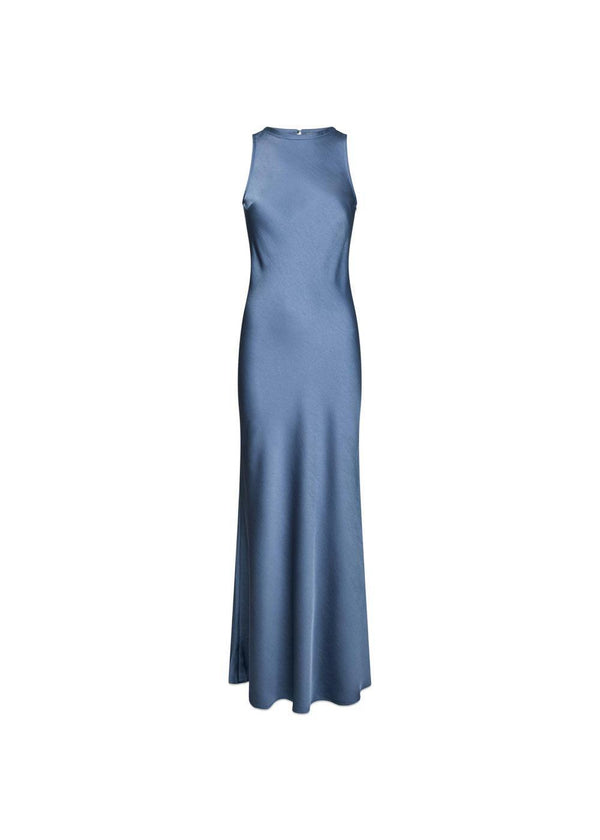 Celinie Heavy Sateen Dress - Smoke Blue-Dress-Neo Noir-Butler Loftet