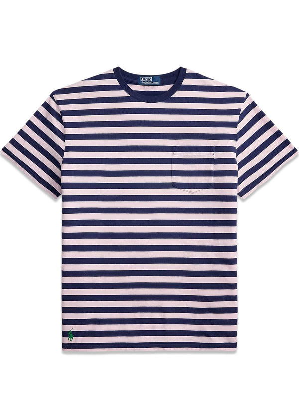 Classic Fit Striped Jersey T-Shirt - Pink/Blue-T-shirts-Ralph Lauren-Butler Loftet