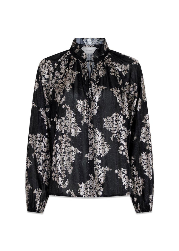 Cobie Elderflower Blouse - Black-Blouses-Neo Noir-Butler Loftet