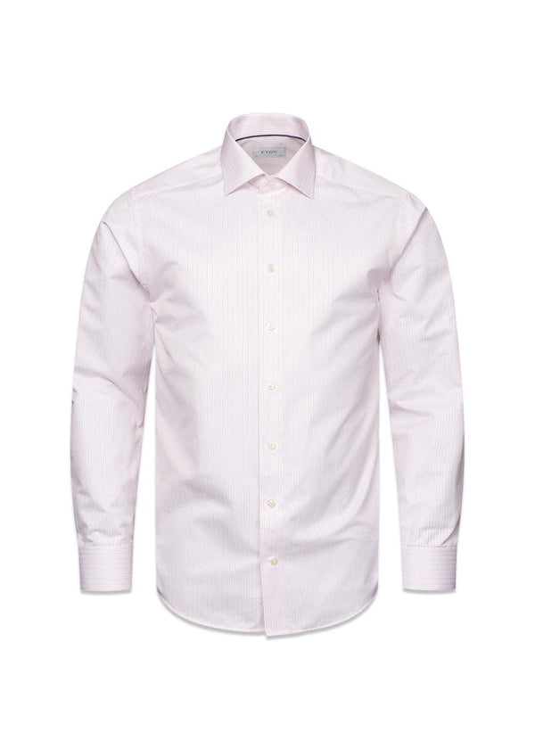 Contemporary Striped Signature Twill Shirt - Pink-Shirts-Eton-Butler Loftet