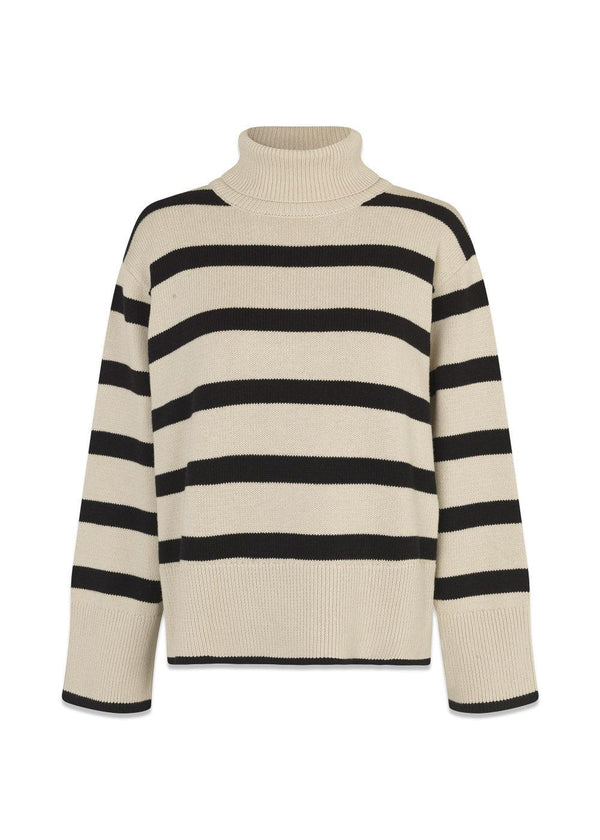 CorbinMD stripe t-neck - Black Summer Sand Stripe-Knitwear-Modström-Butler Loftet