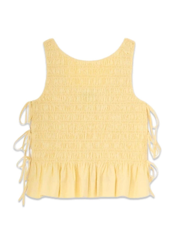 Cotton Poplin Smock Tie String Top - Italian Straw-Top-Ganni-Butler Loftet