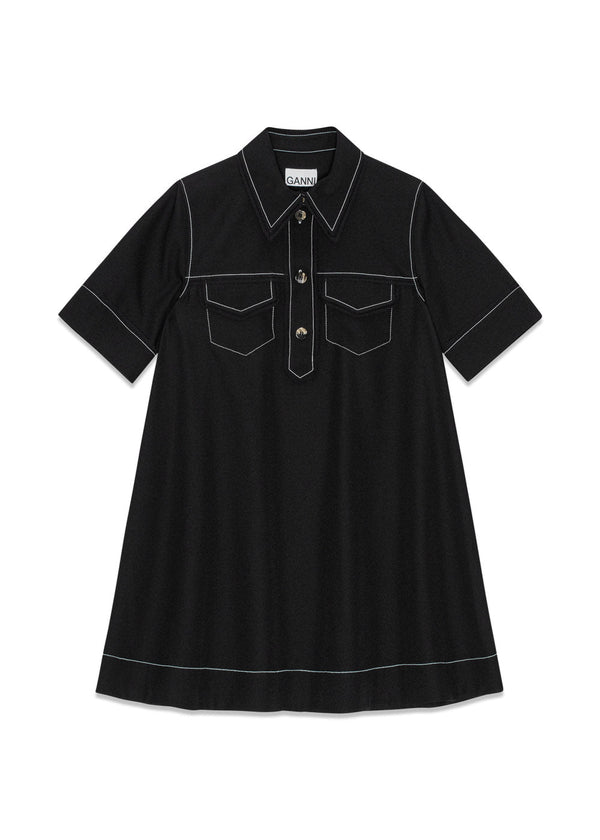 Crepe Sable Mini Dress - Black-Dress-Ganni-Butler Loftet