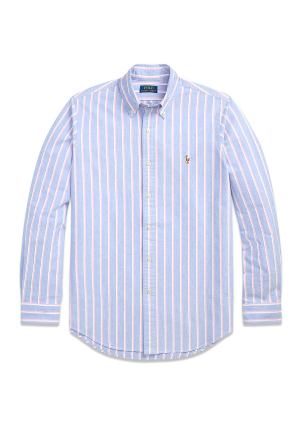 Custom Fit Stripped Oxford Shirt - Blue Pink-Shirts-Ralph Lauren-Butler Loftet
