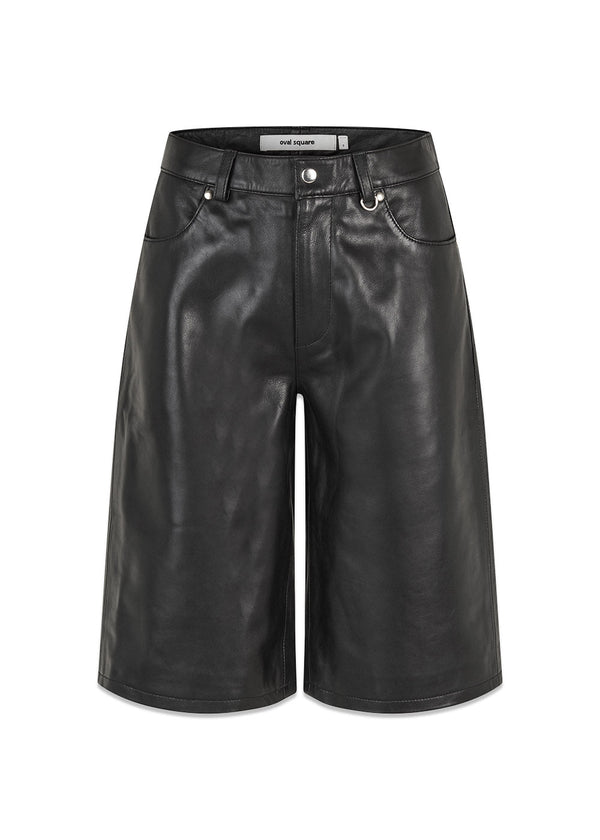 Deep Leather Shorts - Black-Shorts-Oval Square-Butler Loftet