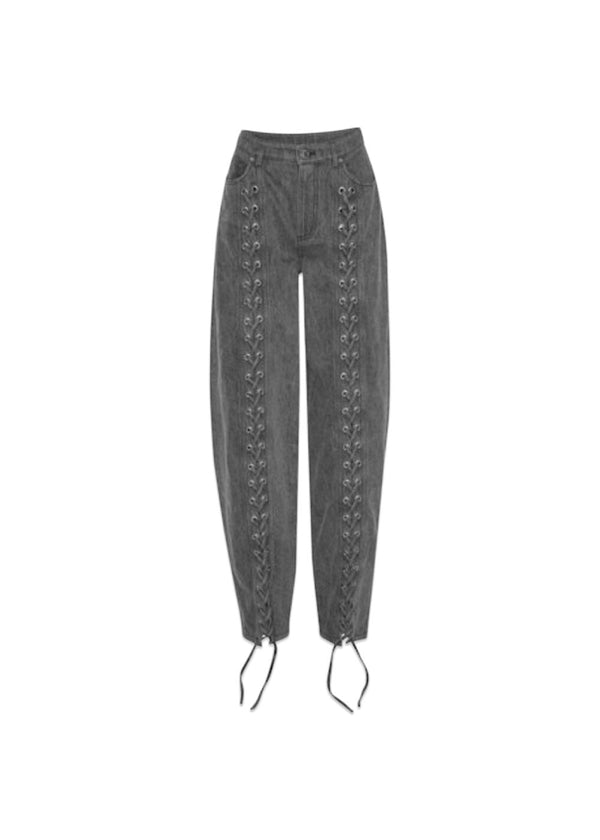 Denim Laced Leg Pants - Black-Jeans-Rotate-Butler Loftet
