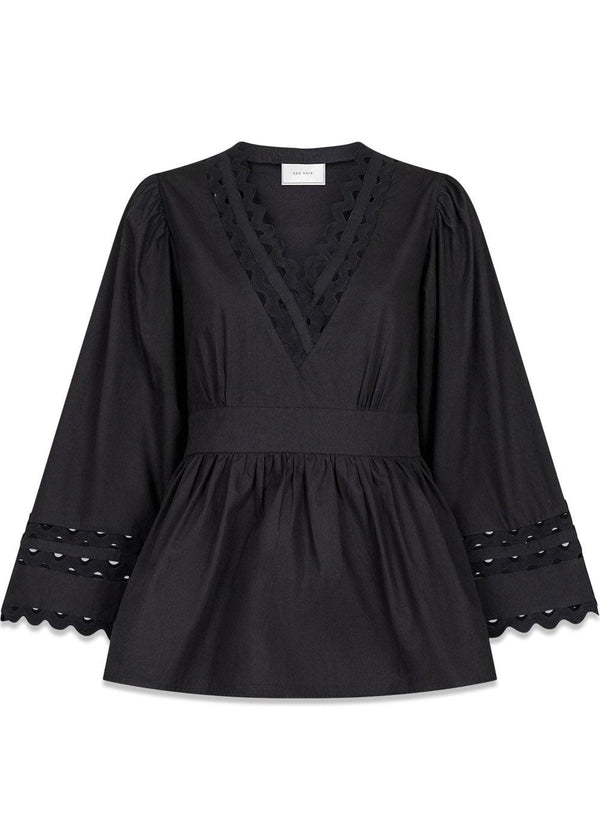 Depsi Tape Blouse - Black-Blouses-Neo Noir-Butler Loftet