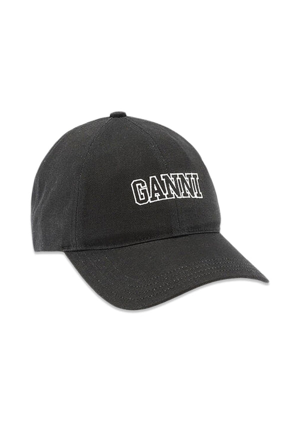 EMBROIDERED LOGO KASKET - Black-Headwear-Ganni-Butler Loftet