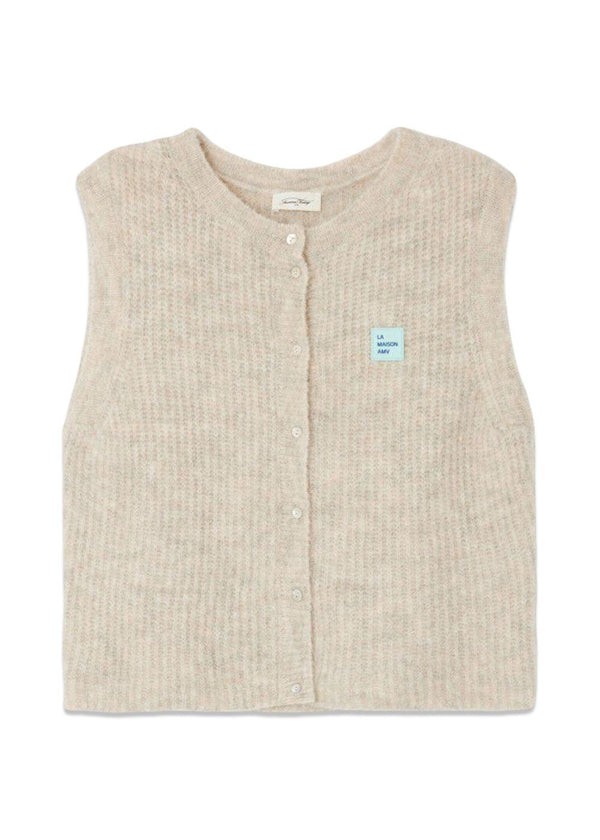 East Cardigan - Powder Snow Melange-Knitwear-American Vintage-Butler Loftet