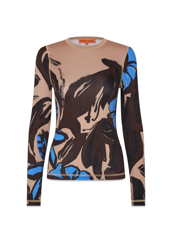 Elastic Long Sleeve Top - Eccentric Floral-Blouses-Stine Goya-Butler Loftet