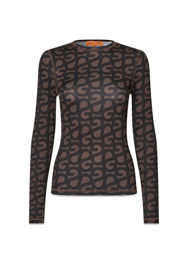 Elastic Long Sleeve Top - Sg Logo-Blouses-Stine Goya-Butler Loftet