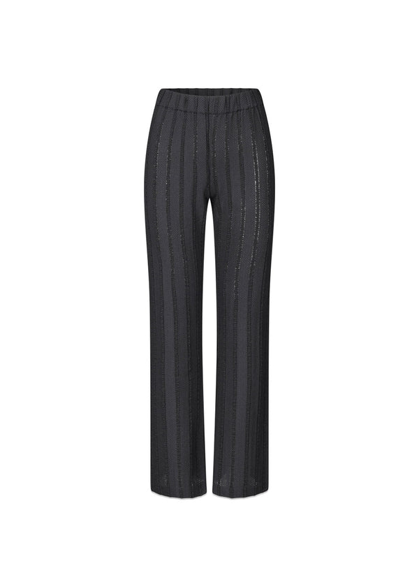 Elasticated Straight Long Pants - Black / White-Pants-Stine Goya-Butler Loftet