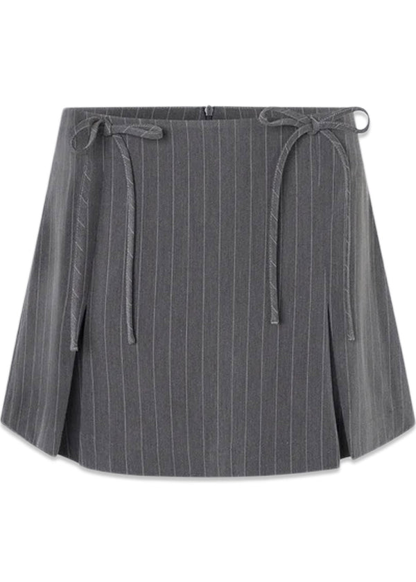 EmiliaMD bow skirt - Gray Pinstripe-Skirts-Modström-Butler Loftet