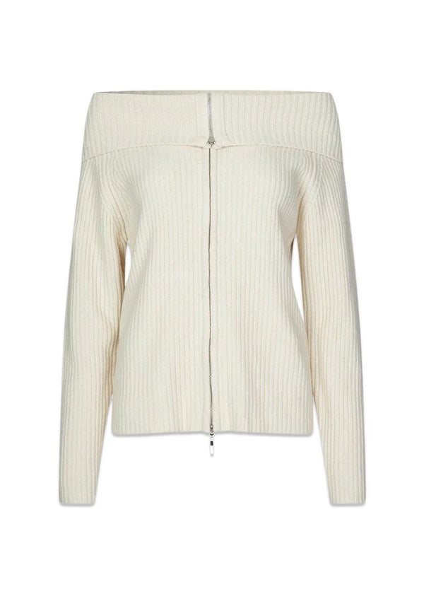 Fave Zip Cardigan - Off White-Knitwear-Oval Square-Butler Loftet