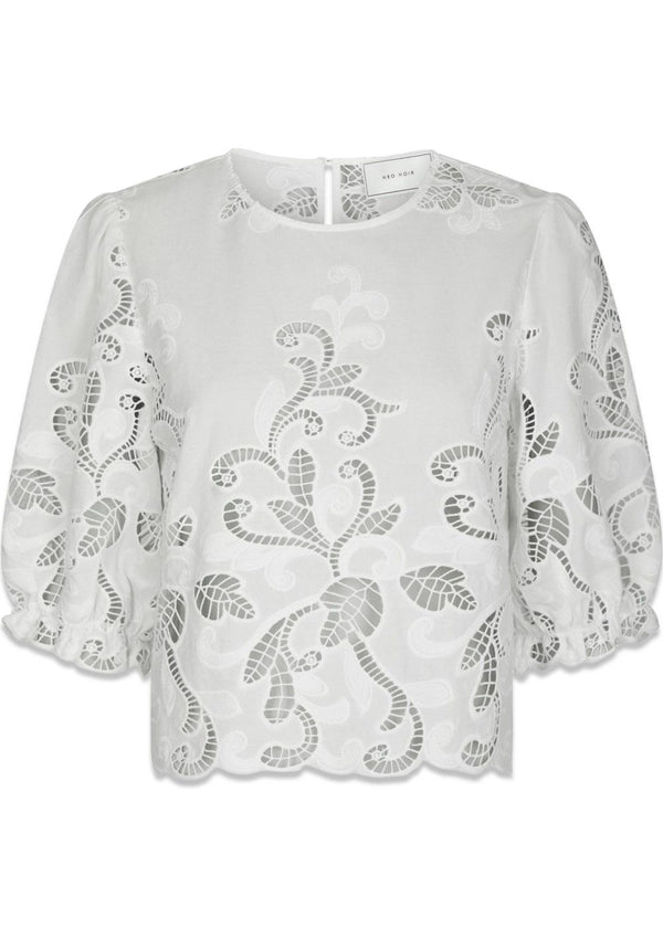 Fia Embroidery Blouse - White-Blouses-Neo Noir-Butler Loftet