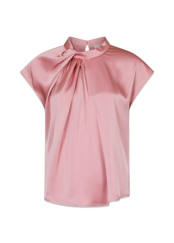 Fleur Drapy Satin Blouse - Light Pink-Blouses-Neo Noir-Butler Loftet