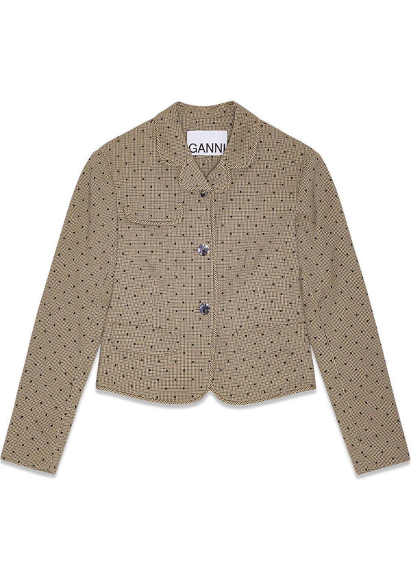 Flock Check Suiting Blazer - Tigers Eye-Blazers-Ganni-Butler Loftet