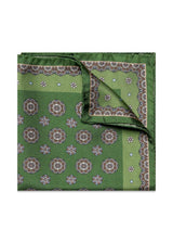 Floral Silk Pocket Square - Mid Green-Accessories-Eton-Butler Loftet