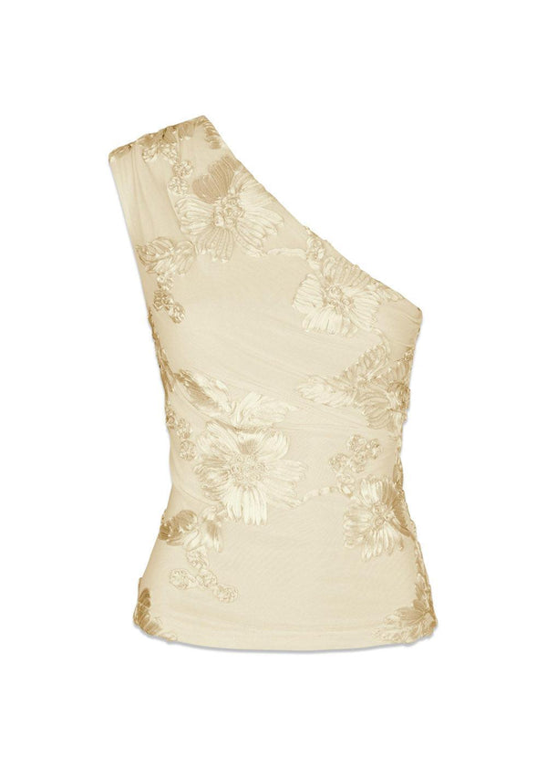 Florini Big Flower Mesh Top - Light Yellow-Top-Neo Noir-Butler Loftet