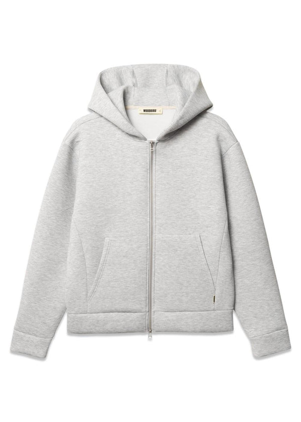 Fuji Scuba Zip Hoodie - Light Gray Melange-Hoodies-Woodbird-Butler Loftet