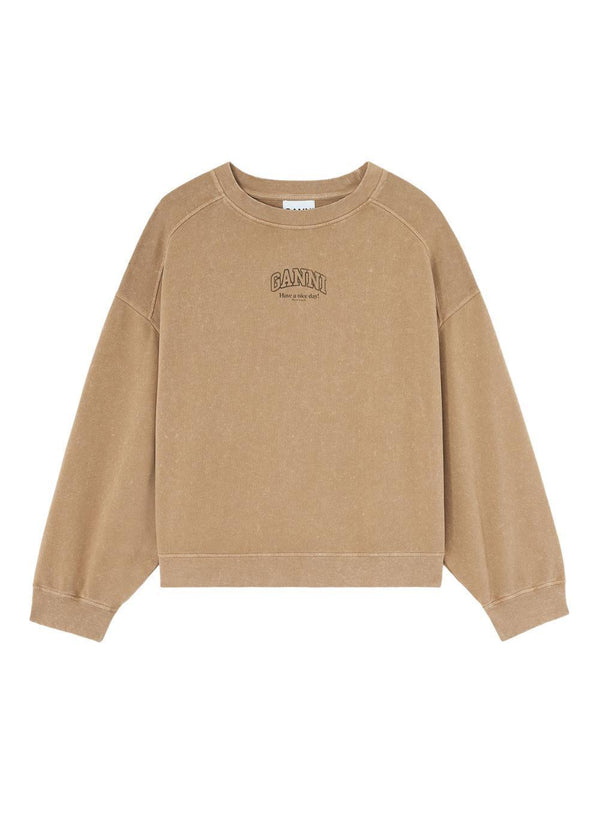 Future Essentials Washed Effect Longsleeve - Coca Mocha-T-shirts-Ganni-Butler Loftet