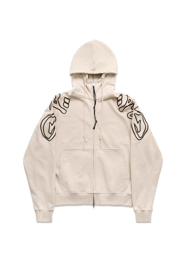 GHYLL HOODIE WITH/ ZIPPER & EMBROIDERY - Faded Sand-Hoodies-ALIS-Butler Loftet